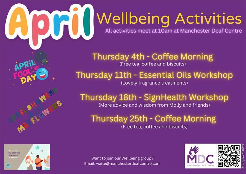Manchester Deaf Centre - April Wellbeing Activities